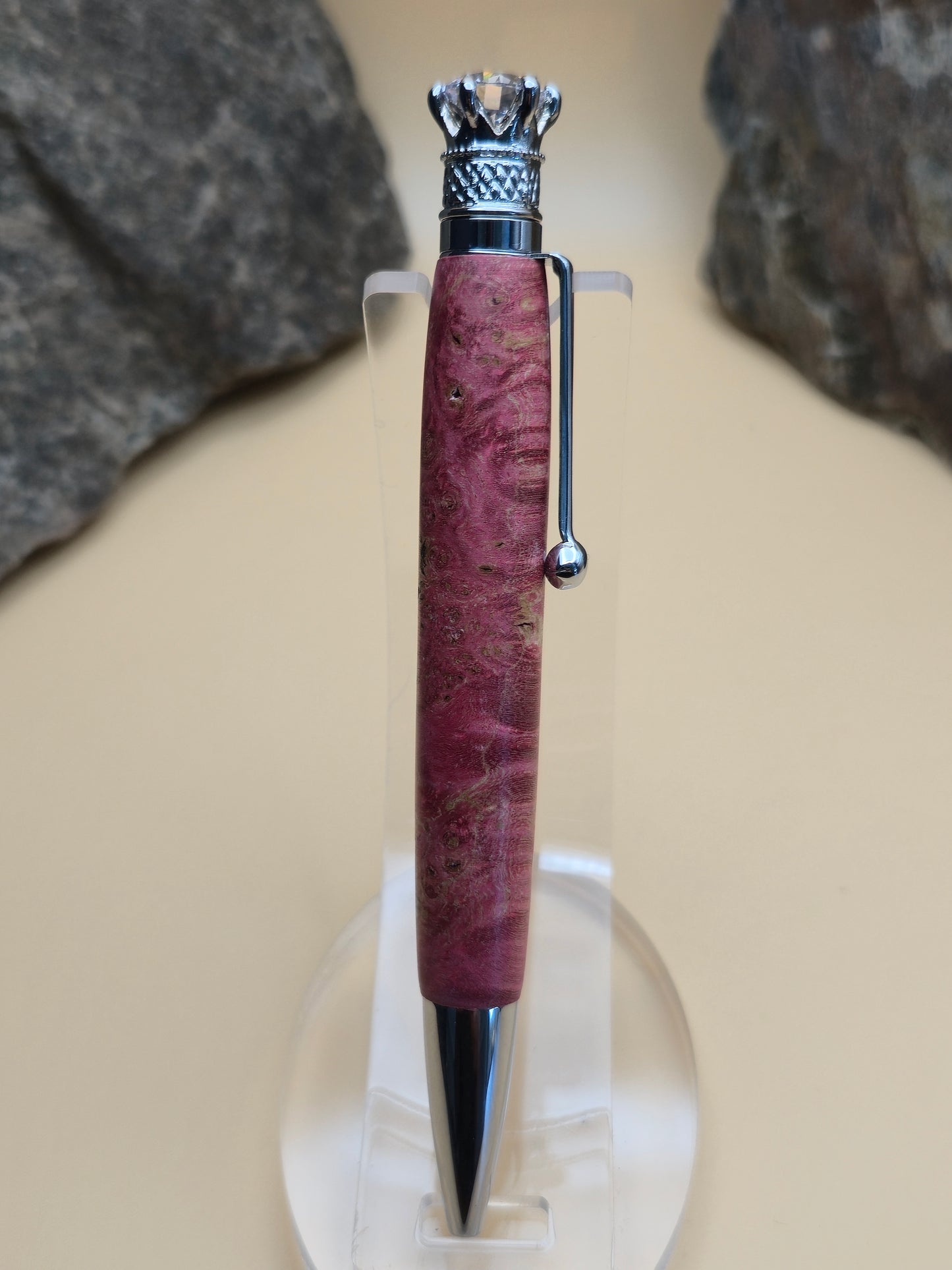 Pink dyed Maple burl