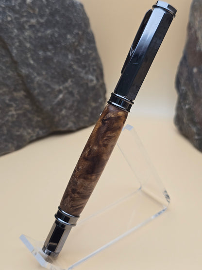 Rare Amboyna Burl Magnetic Cap Rollerball Pen