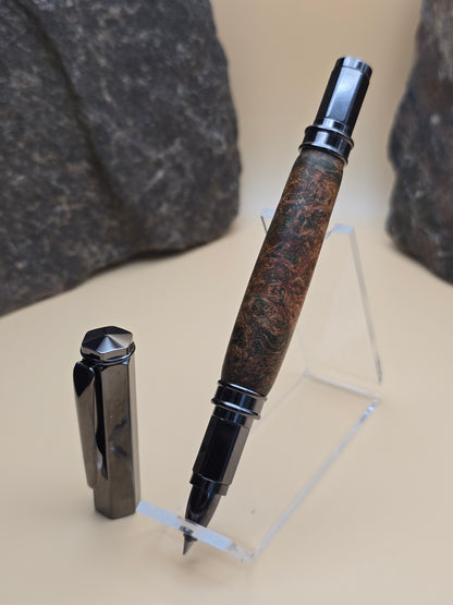 Dyed Box Elder Burl Magnetic Cap Rollerball Pen